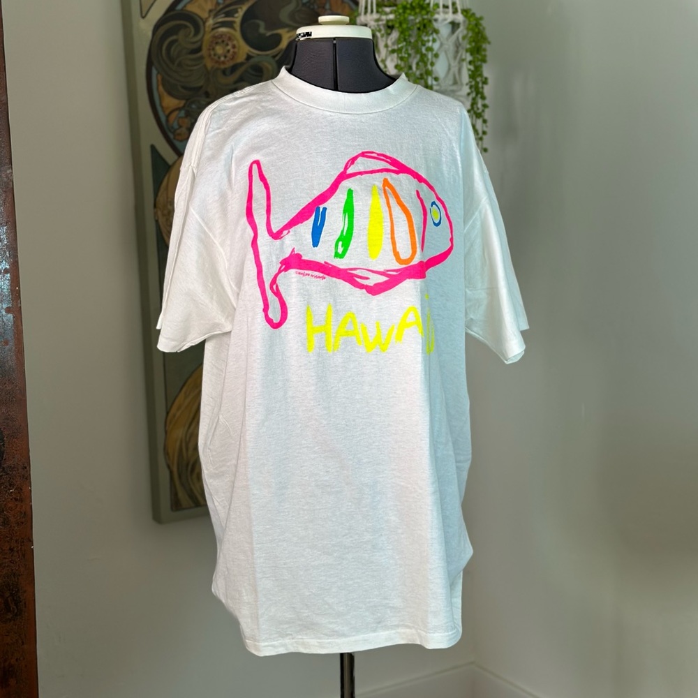 NWT Vintage Unisex Single Stitch HRLA Native Originals Hawaii Neon Color T Shirt